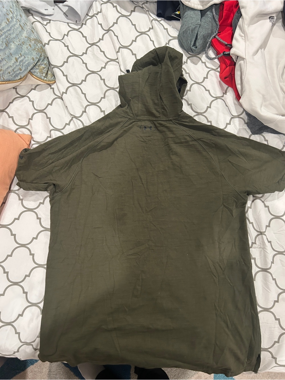 Under Armour Project Rock Men's Large Charged Cotton Green S/S Hoodie T-Shirt - Picture 7 of 10